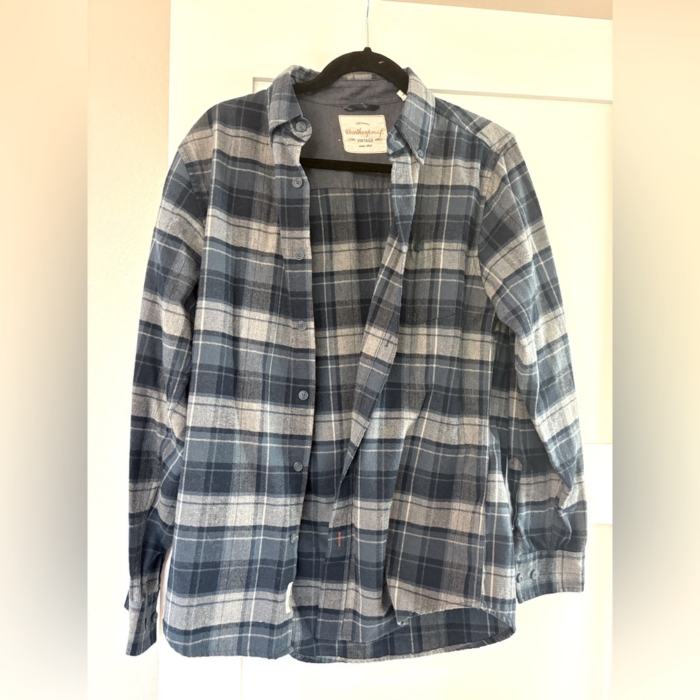 Weatherproof Blue and Gray Plaid Shirt